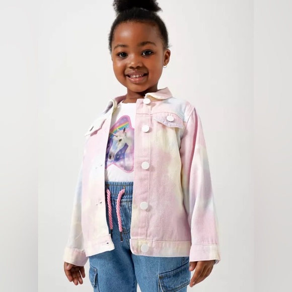 🌟SALE🌟 NWT Old Navy Rainbow Tie-Dye Jean Jacket for Baby, Multicolour - Picture 3 of 3